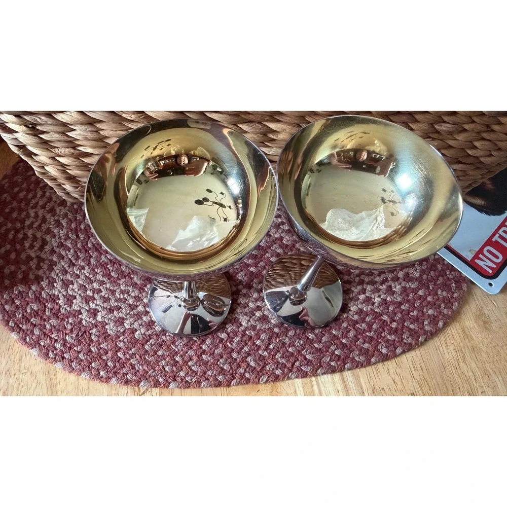 F.B. Rogers Silver Co Champagne Coupe Set 2 Silver 25th Anniversary Mom Dad GOOD